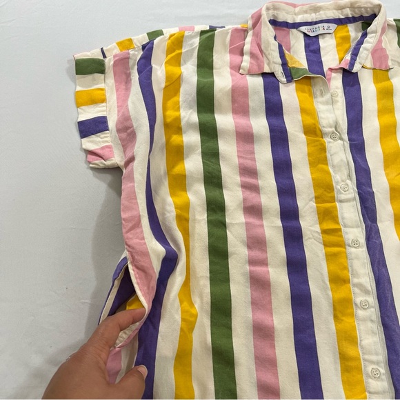 Compañía Fantástica Multi colour striped print midi shirt dress Short Sleeve M - Picture 6 of 16